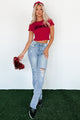 Solana High Rise Distressed Flare Jeans (Light Denim) - NanaMacs