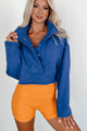 Go-Getter Attitude Cropped Snap-Button Pullover (Blue) - NanaMacs