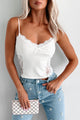 Flirty Demeanor Lace Paneled Ribbed Cami Top (Bone) - NanaMacs