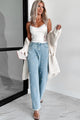 Noteworthy Style Pearl Flower Jeans (Light Denim) - NanaMacs