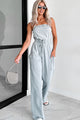 Cleared My Schedule Washed Tube Top Jumpsuit (Grey-Sage) - NanaMacs