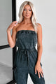 Cleared My Schedule Washed Tube Top Jumpsuit (Black) - NanaMacs