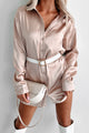 Coveted Appeal Satin Shirt Dress (Champagne Gold) - NanaMacs