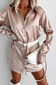 Coveted Appeal Satin Shirt Dress (Champagne Gold) - NanaMacs