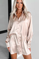 Coveted Appeal Satin Shirt Dress (Champagne Gold) - NanaMacs