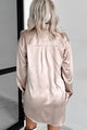 Coveted Appeal Satin Shirt Dress (Champagne Gold) - NanaMacs