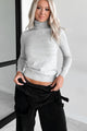 Conceptually Chic Long Sleeve Turtleneck Top (Heather Grey) - NanaMacs