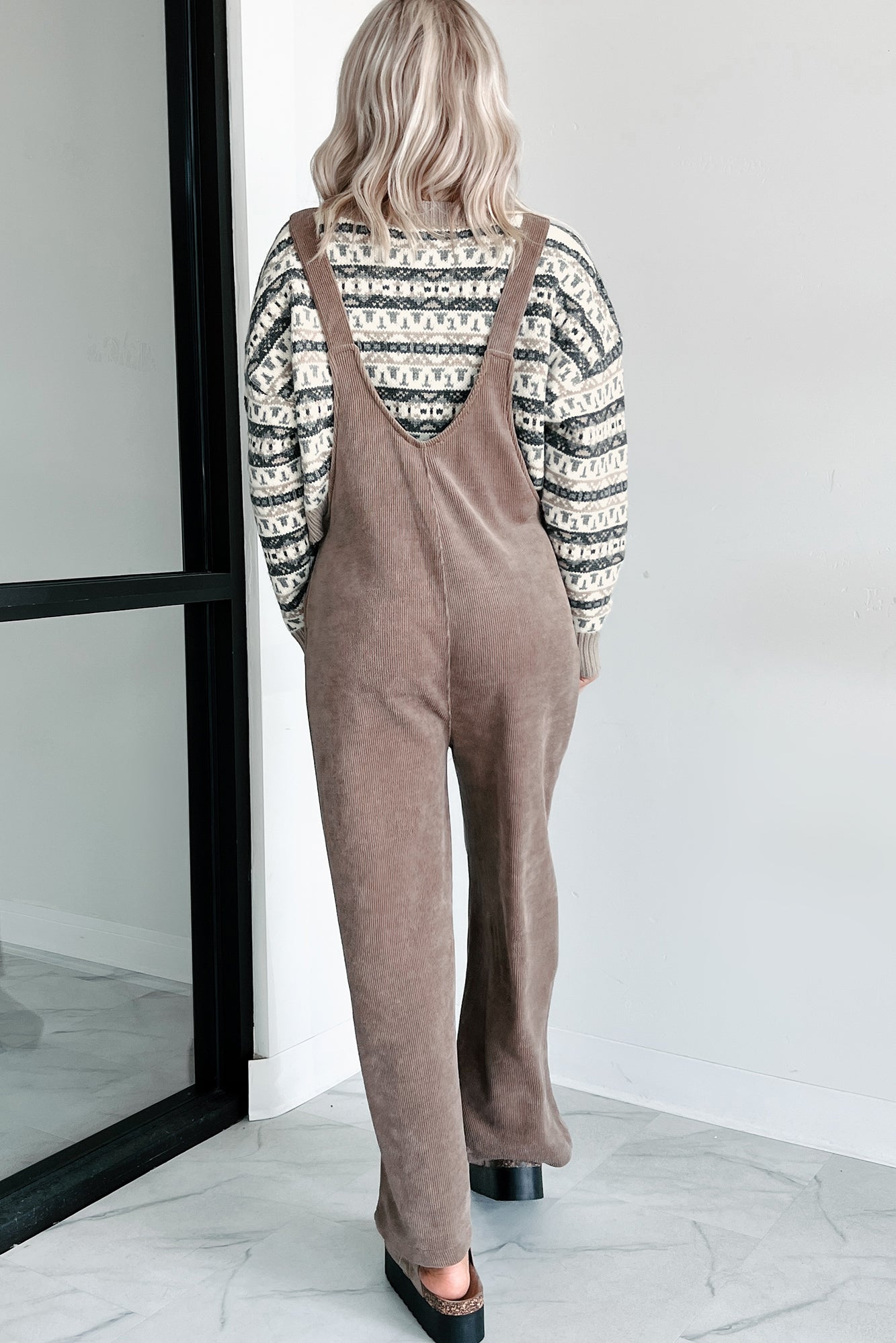 Playful Impression Soft Corduroy Overall Jumpsuit (Mocha) - NanaMacs