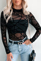 Scandalous Stories Geometric Mesh Bodysuit (Black) - NanaMacs