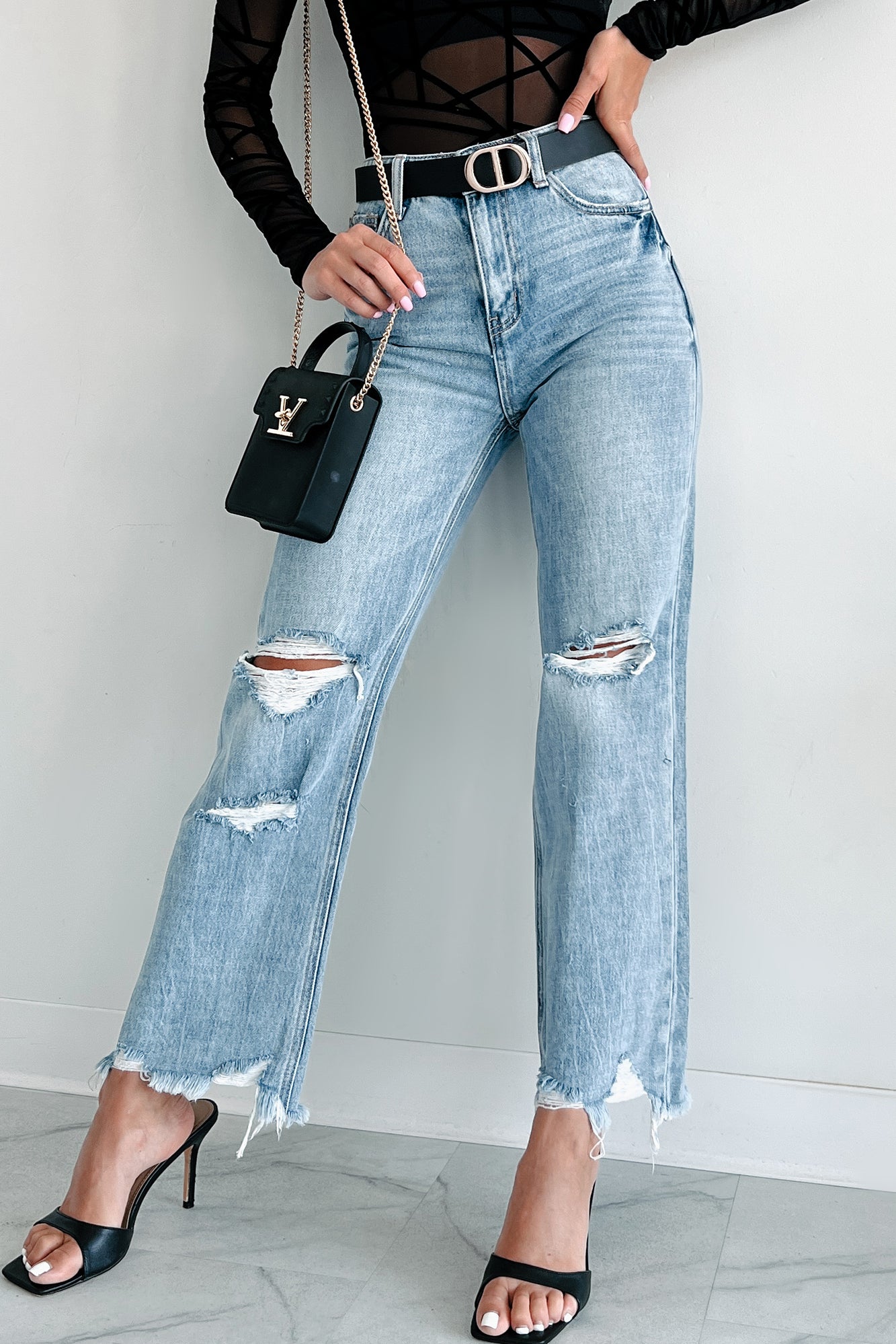 Redeemed High Rise Distressed 90's Flare Vervet Jeans (Medium