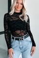 Scandalous Stories Geometric Mesh Bodysuit (Black) - NanaMacs