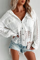 Unique & Interesting POL Lace Crochet Button-Down Shirt (White) - NanaMacs