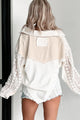 Unique & Interesting POL Lace Crochet Button-Down Shirt (Natural) - NanaMacs