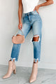 Eliana High Rise Distressed Kancan Mom Jeans (Medium) - NanaMacs