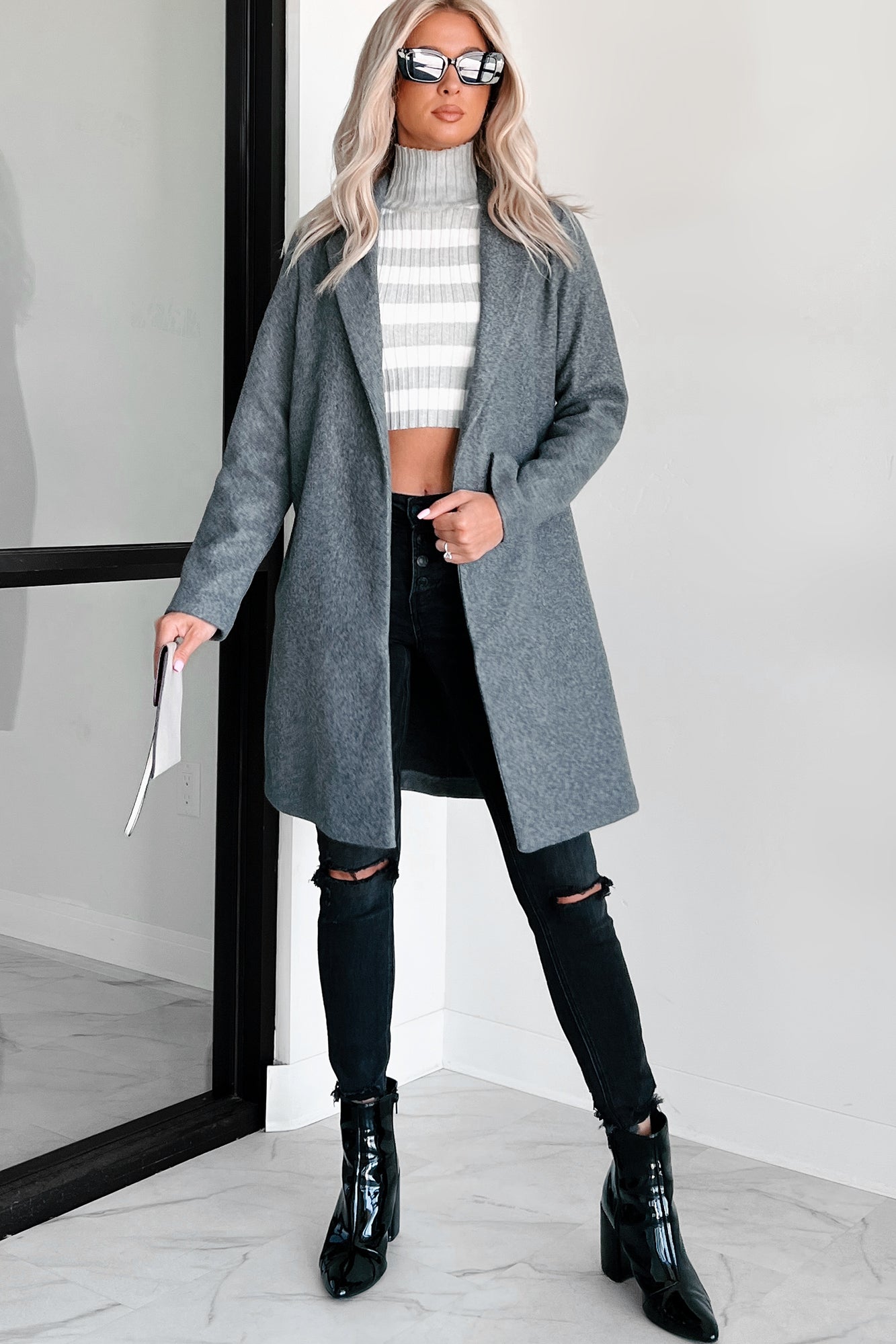 Whims Of The Weather Fleece Longline Coat (Grey) - NanaMacs