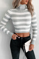 I'm In Your Head Striped Turtleneck Top (Heather Gray) - NanaMacs