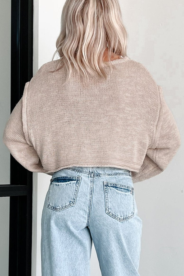 Spare My Heart Oversized Crop Sweater (Tan) - NanaMacs