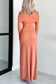 Cue The Drama Off The Shoulder Maxi Dress (Coral) - NanaMacs