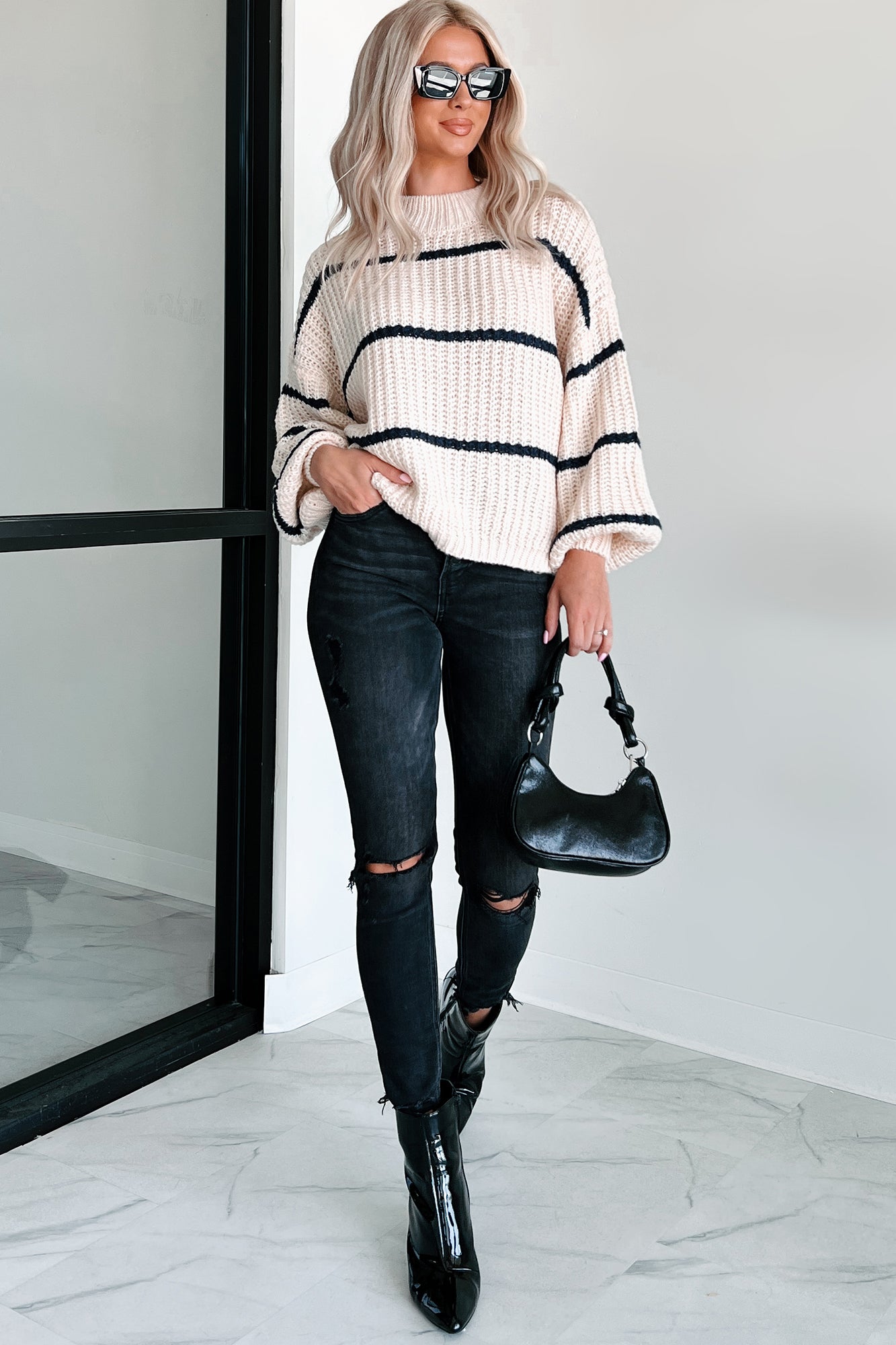 Avellino Oversize Stripe Sweater (Cream) - NanaMacs