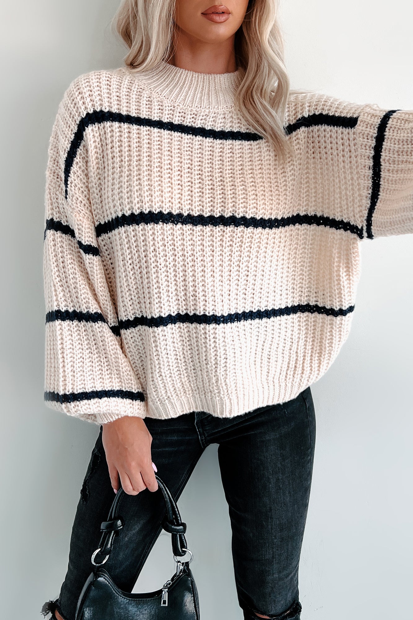 Avellino Oversize Stripe Sweater (Cream) - NanaMacs