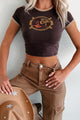 Forever A Cowgirl Graphic Crop Tee (Dark Brown) - NanaMacs