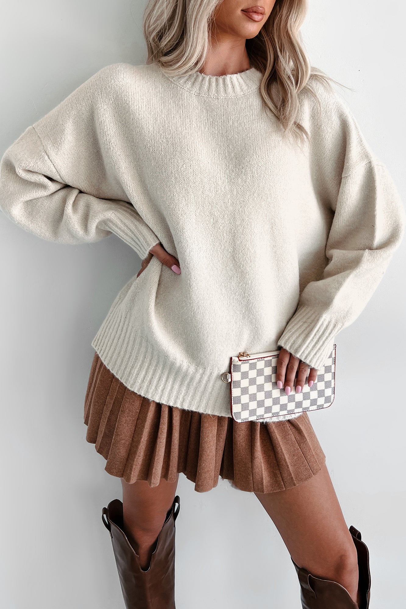 Reed Oversized Crewneck Sweater (Cream) - NanaMacs