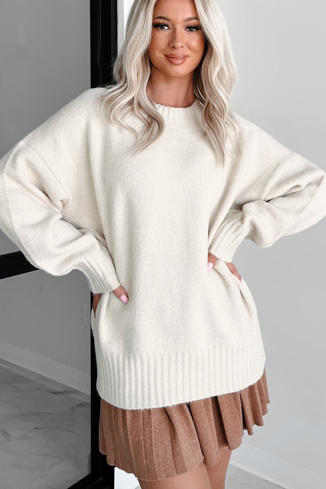 Reed Oversized Crewneck Sweater (Cream) - NanaMacs