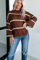 Avellino Oversize Stripe Sweater (Brown) - NanaMacs