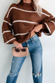 Avellino Oversize Stripe Sweater (Brown) - NanaMacs