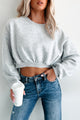 Nial Crewneck Crop Sweatshirt (Heather Grey) - NanaMacs