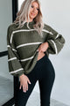 Avellino Oversize Stripe Sweater (Olive) - NanaMacs