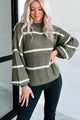 Avellino Oversize Stripe Sweater (Olive) - NanaMacs