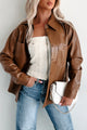 Conducting My Business Faux Leather Shacket (Brown) - NanaMacs