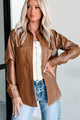 Conducting My Business Faux Leather Shacket (Brown) - NanaMacs