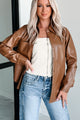 Conducting My Business Faux Leather Shacket (Brown) - NanaMacs