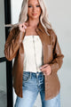 Conducting My Business Faux Leather Shacket (Brown) - NanaMacs