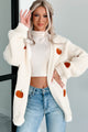 First Signs Of Fall Pumpkin Embroidered Cardigan (Ivory) - NanaMacs