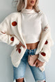 First Signs Of Fall Pumpkin Embroidered Cardigan (Ivory) - NanaMacs