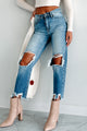 Eliana High Rise Distressed Kancan Mom Jeans (Medium) - NanaMacs