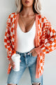 Magnetic Aura Checkered Cardigan (Orange) - NanaMacs