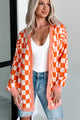 Magnetic Aura Checkered Cardigan (Orange) - NanaMacs