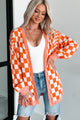 Magnetic Aura Checkered Cardigan (Orange) - NanaMacs