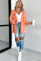 Magnetic Aura Checkered Cardigan (Orange) - NanaMacs