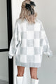 Casual Chats Oversized Checkered Sweater (Heather Grey/White) - NanaMacs