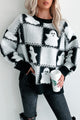 Eerie-sistable Checkered Ghost Sweater (Black/White) - NanaMacs