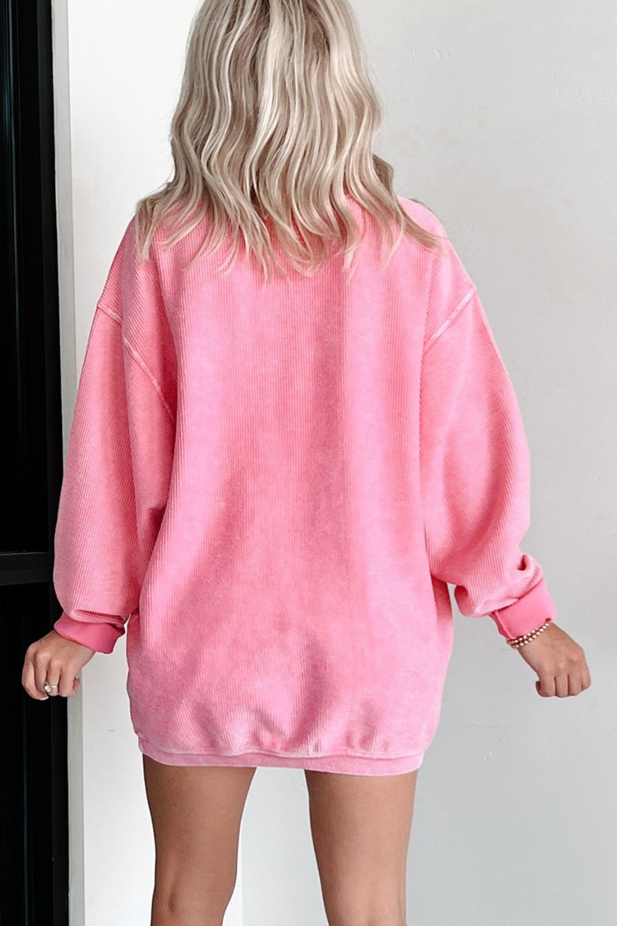 NanaMacs Corded Crewneck Sweatshirt (Bubblegum) - NanaMacs