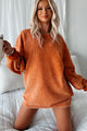 NanaMacs Corded Crewneck Sweatshirt (Burnout Orange) - NanaMacs