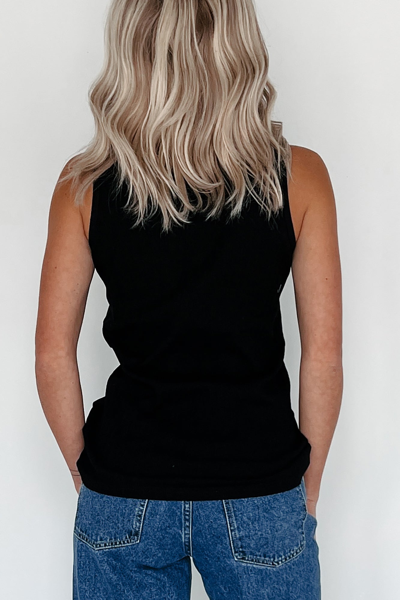 Brodie Ribbed Henley Tank Top (Black) - NanaMacs