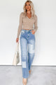 Cyprus Straight Leg Patchwork Sneak Peek Jeans (Light Vintage) - NanaMacs