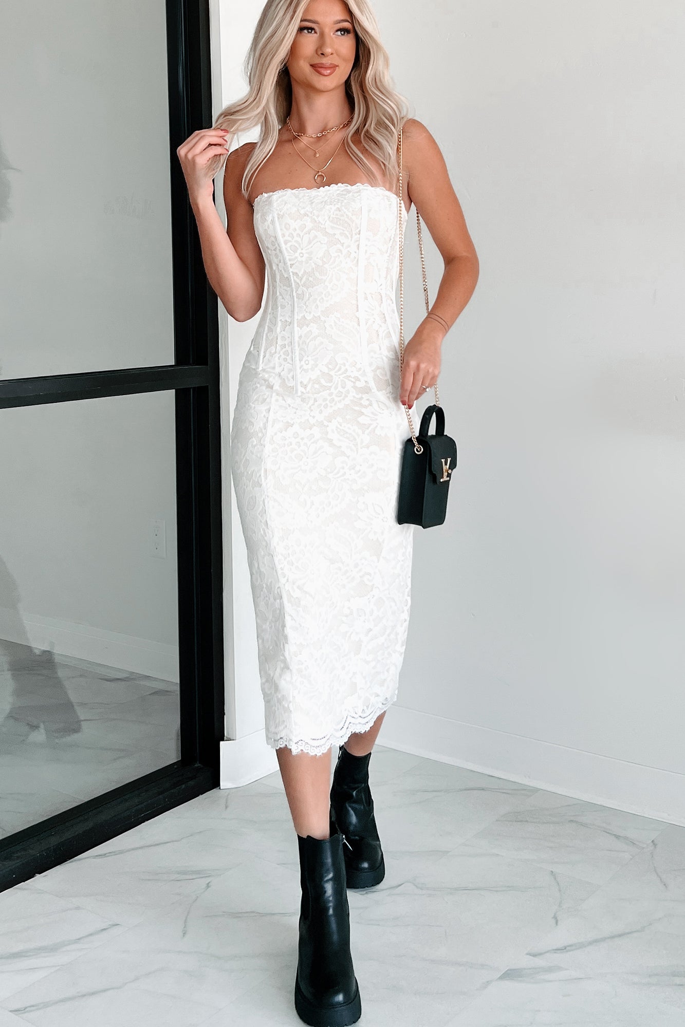 The Moment I Knew Lace Midi Dress (White) - NanaMacs